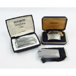 Two Ronson chrome lighters, cased and another American Longlife lighter (3)