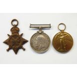 WWI Medal Group, 1914 Star, War Medal and Victory Medal, named to P017820 PTE J DAWSON RMLI