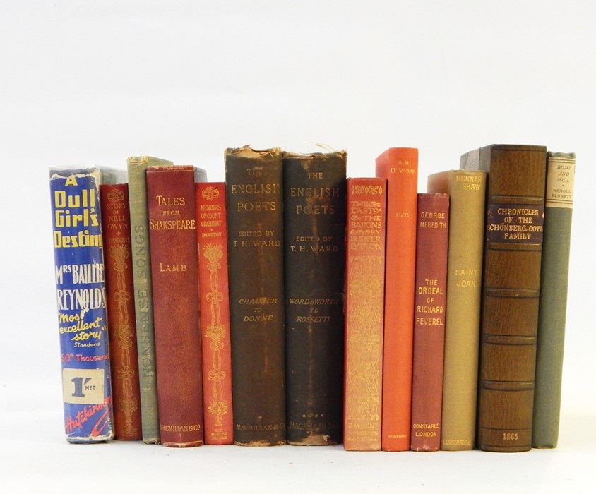 Quantity of hardback books, some leather bound and marbled boards, including:- Saintsbury, George (