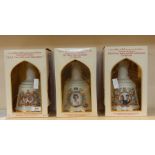 Three Wade commemorative Bells Whisky decanters commemorating the marriage of Lady Diana and