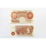 40 x L K O'Brien 1955-1960 ten shilling notes and 55 x J S Fforde 1960-1970 ten shilling notes