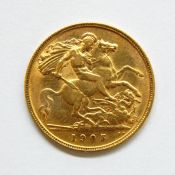 1905 gold half sovereign