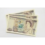 3 x J S Fforde twenty pound notes