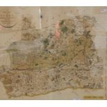 After John Carey Colour map "A New Map of Surry divided into hundreds" with date 1801, 48cm x