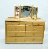 20th century bedroom chest of three short drawers above two banks of drawers and matching three-part