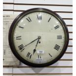 19th century wall clock, the circular painted dial with Roman numerals, in mahogany case with
