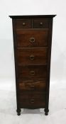 20th century Marks & Spencer narrow chest of two short over five drawers, on turned supports