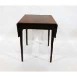 Mahogany drop-leaf table and a circular top cricket table raised upon three square section