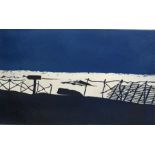 Margaret Castelow  Aquatint "Over the Edge", signed in pencil, 21cm x 32cm