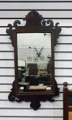 19th century mahogany fretwork framed rectangular wall mirror