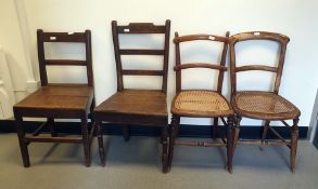 Four assorted dining chairs to include two 19th century oak ladderback dining chairs (4)