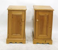 Three pine single door pot cupboards to bracket feet (3)
