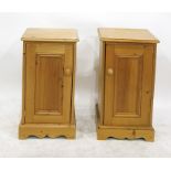 Three pine single door pot cupboards to bracket feet (3)