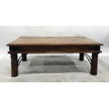 Two rectangular Eastern hardwood coffee tables on turned supports (2) The small one Height 42 cm,