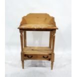Pair of pine washstands with three-quarter galleried tops above open under-tier with single