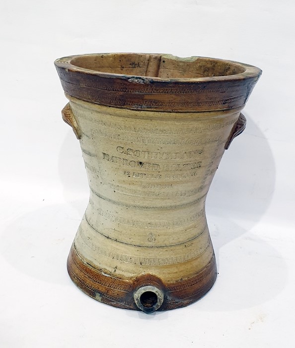 Victorian stoneware water filter 'C.Sotheran's Improved Filter, 12 Little Britain, London, No.3'