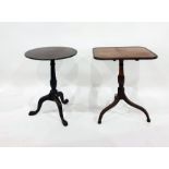 Antique mahogany tripod occasional table, circular, on scroll supports, pad feet, 45cm wide and a