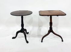 Antique mahogany tripod occasional table, circular, on scroll supports, pad feet, 45cm wide and a