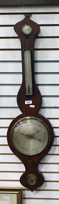 19th century wheel barometer in mahogany case