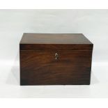 Large 19th century mahogany collector's box of plain rectangular form, the interior fitted with
