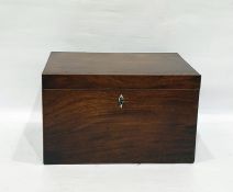 Large 19th century mahogany collector's box of plain rectangular form, the interior fitted with