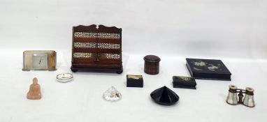 Quantity of collectables including tartan box, book stand, mother-of-pearl opera glasses, etc (1