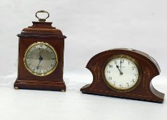 Edwardian mantel clock by Waite & Son of Cheltenham in inlaid mahogany case and one other (2)