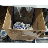 Box of ceramics to include Mason's 'Blue Vista' plates, Mason's 'Regency' pattern, etc