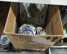 Box of ceramics to include Mason's 'Blue Vista' plates, Mason's 'Regency' pattern, etc