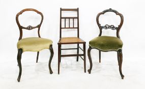 Two pairs of Victorian balloon-back dining chairs on cabriole supports and a further satinwood and