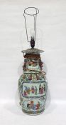 19th century Chinese Canton porcelain famille rose vase converted to table lamp, baluster-shaped