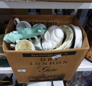 Box of assorted ceramics to include Royal Doulton Bunnykins jug, bowls, Wedgwood 'Peter Rabbit'