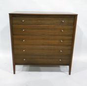 1960's Gordon Russell chest of five drawers with turned chrome ball handles, 99cm