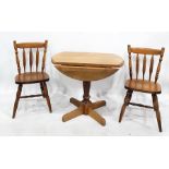 20th century folding breakfast table and two stickback chairs (3)