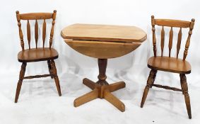 20th century folding breakfast table and two stickback chairs (3)