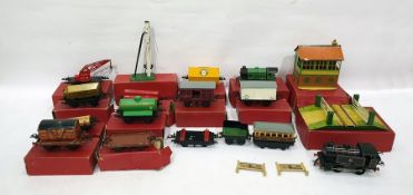 Box of assorted Hornby 'O' gauge rolling stock, principally boxed and train sets to include Hornby