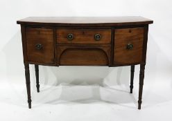 19th century mahogany bowfront sideboard with two central drawers flanked by deep drawers, with