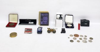 Various items to include opera glasses, commemorative coins, penknives, watches, copy of Frans