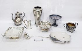 Quantity of silver plate including an octagonal comport, a pierced rectangular dish, a swing-handled