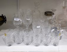 Webb Corbett cut glass part suite of table glass including a set of six wine glasses, a set of six