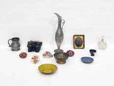 Quantity of collectables to include cut glass dressing table bottle with silver-coloured metal