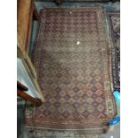 Antique Caucasian style wool rug with allover lozenge pattern trelliswork centred by crosses in iron