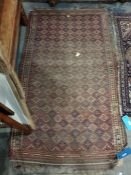 Antique Caucasian style wool rug with allover lozenge pattern trelliswork centred by crosses in iron