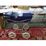 Silver Cross folding doll's pram with blue cover, circa 1960's/70's