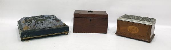 Georgian mahogany tea caddy of plain rectangular form, with geometric band to the base, a