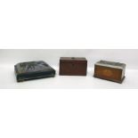 Georgian mahogany tea caddy of plain rectangular form, with geometric band to the base, a