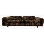 Howard Keith 1970's 'Diplomat' sofa upholstered in brown and black, raised upon cylindrical chrome