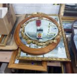 Small selection of pine-framed wall mirrors (5)