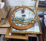 Small selection of pine-framed wall mirrors (5)