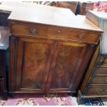 Dwarf mahogany cupboard fitted a drawer to frieze